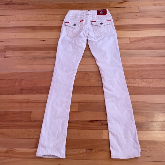 True Religion White Billy Low Rise Jeans with Red and Cream Stiching - Size 24 - Picture 4 of 16